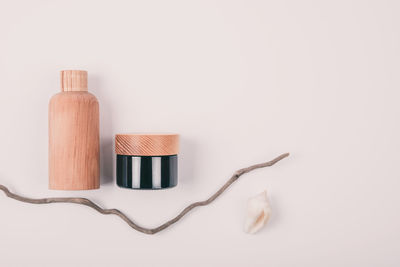 High angle view of objects on white background