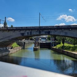 Bridge over river against sky