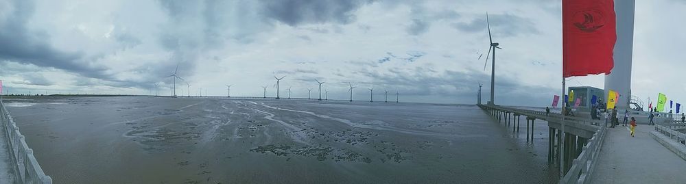 Panoramic view of sea against sky during winter