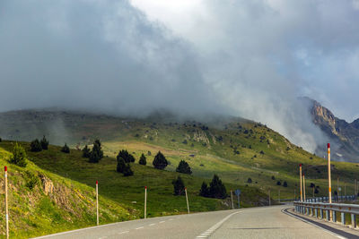 Road by landscape against sky