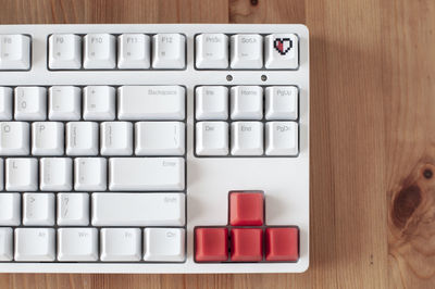 High angle view of computer keyboard on table