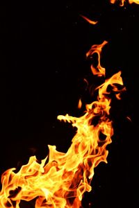 Close-up of fire in the dark