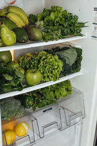 High angle view of vegetables on table