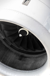 Low angle view of jet engine