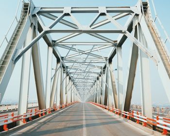 Empty road on bridge against sky