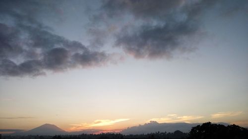 Low angle view of silhouette mountain against sky