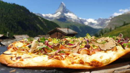 Close-up of pizza in plate