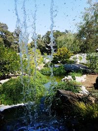 Full frame shot of water fountain in garden