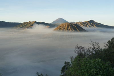 View of volcanic mountain against sky