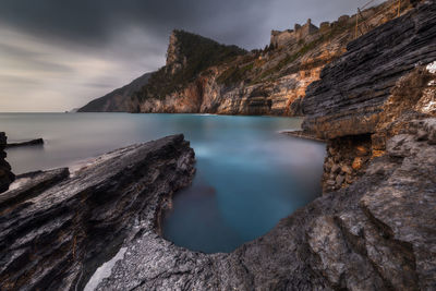 Long exposure in the byron cav, portovenere, liguria, italy