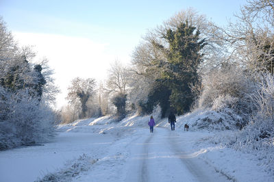 People on snow covered landscape