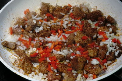 Close-up of served food in plate