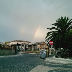 View of rainbow over building