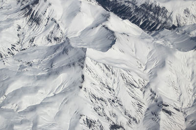 High angle view of snowcapped mountains