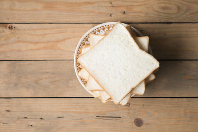 High angle view of bread on table