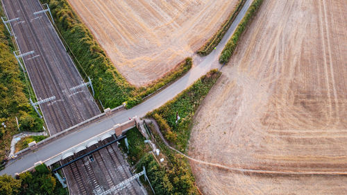 High angle view of cars on street