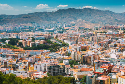 High angle view of townscape against sky