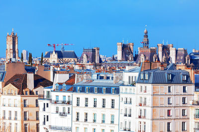 Residential houses of ile saint louis in paris . residential downtown district in paris 