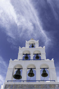 Santorini, greece, may 4, 2024. oia, church of panagia akathistos hymn, bells