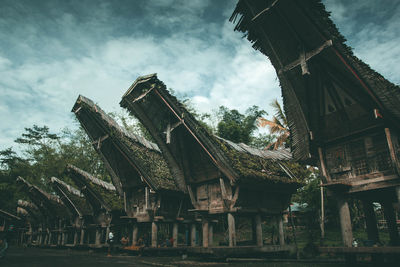 Low angle view of old building against sky