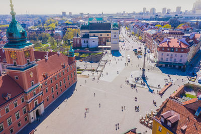 High angle view of buildings in city