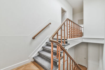 High angle view of spiral staircase in building