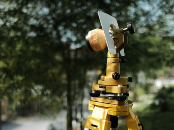 Close-up of land surveyor's equipment