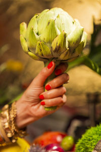 Close-up of hand holding apple