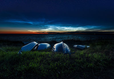 Tent against sky at night