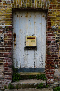 Closed door of old building