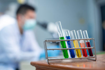 Close-up of multi colored pencils on table
