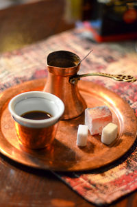 Close-up of coffee on table