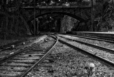 Arch bridge over railroad tracks