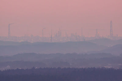 Scenic view of landscape against sky during sunset