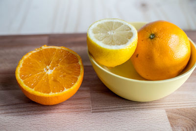 Close-up of orange fruit on table