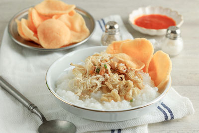 Close-up of food in plate on table