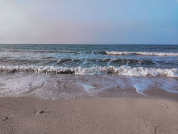 Scenic view of sea against clear sky