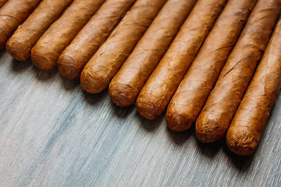 High angle view of bread on table