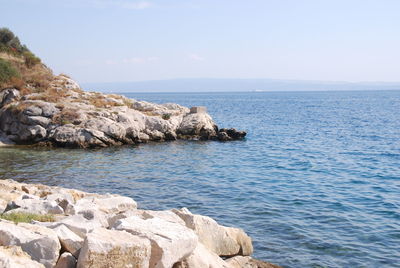 Scenic view of sea against clear sky