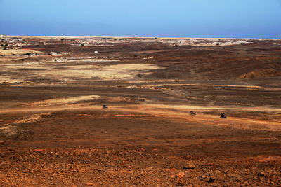 Scenic view of desert against clear sky