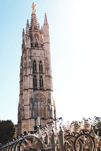 Low angle view of old building against clear sky