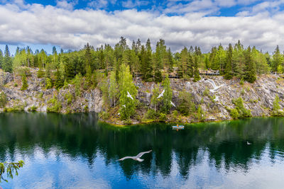 Landscape of the mountain park ruskeala in the republic of karelia