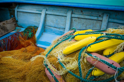 High angle view of fishing net