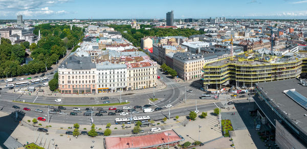 Aerial view of the riga center in latvia.