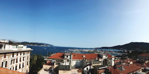 High angle view of townscape against sky