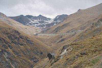 Scenic view of landscape and mountains against sky