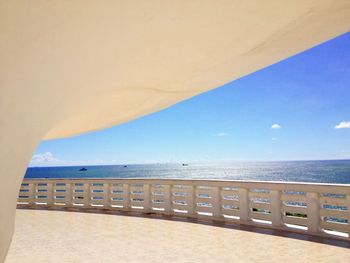 Scenic view of sea against blue sky