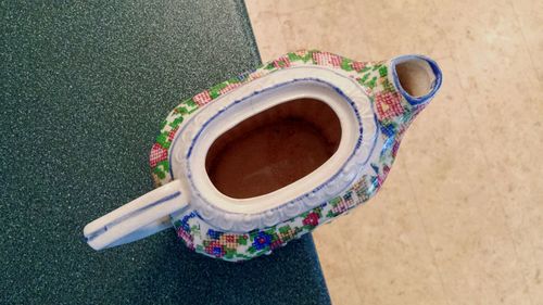 High angle view of coffee cup