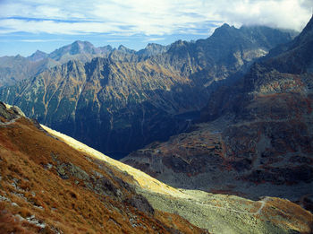 Scenic view of mountains against sky