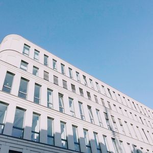 Low angle view of modern building against sky